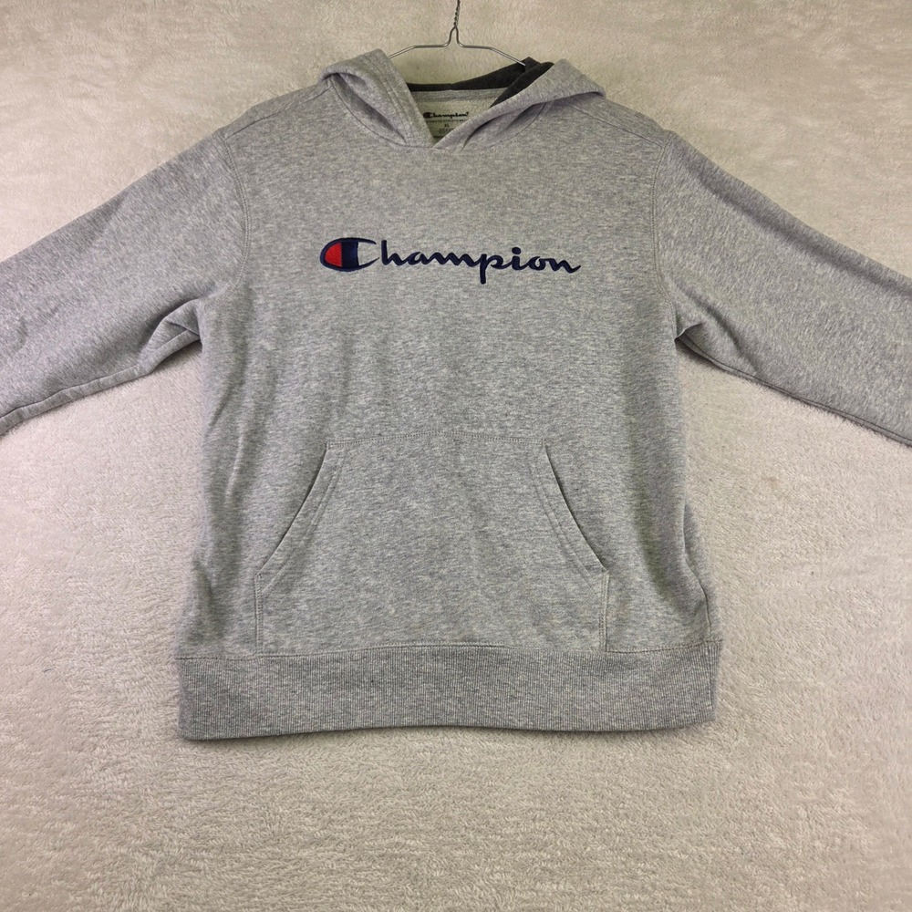 Champion Authentic Athleticwear Hoodie Gray Script Logo XL Pullover Sweatshirt